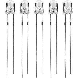 5-Pack 12V AC/DC 4mm 3089K Warm White Bare Wire LEDs